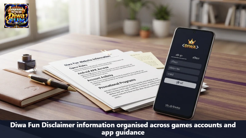 Diwa Fun Disclaimer information organised across games accounts and app guidance